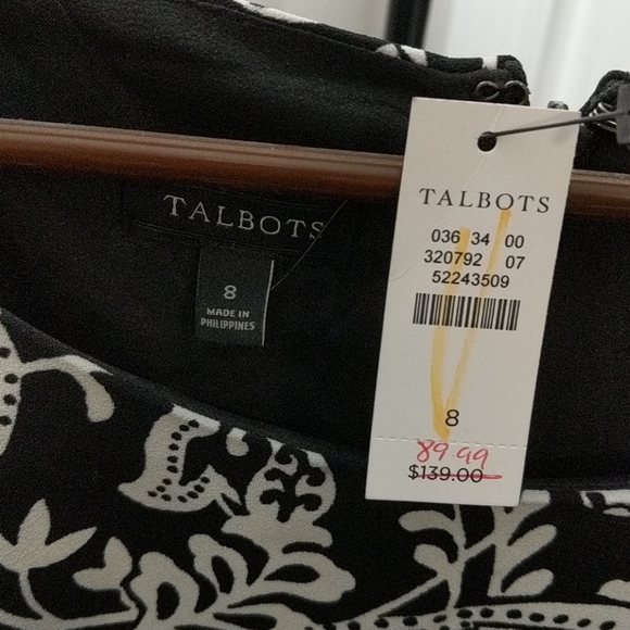 NWT 3/4 length bell sleeve, black and white dress - Picture 3 of 7